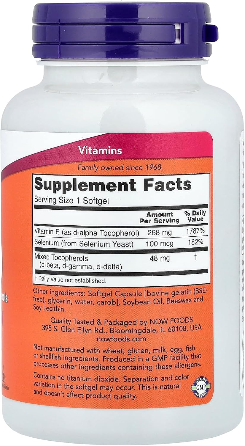 Now Foods E-400 D-Alpha with Mixed Tocopherols, 268 mg (400 IU), 100 Softgels - görsel 2