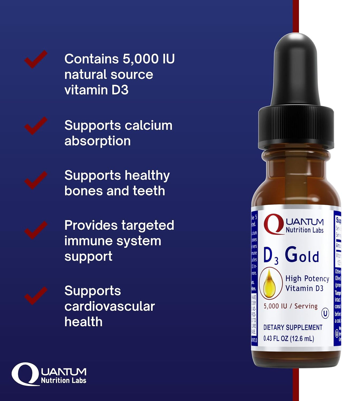 QNL D3 Gold - Vitamin D Liquid Drops - Bone & Immune Support - 12.7 ml - görsel 2