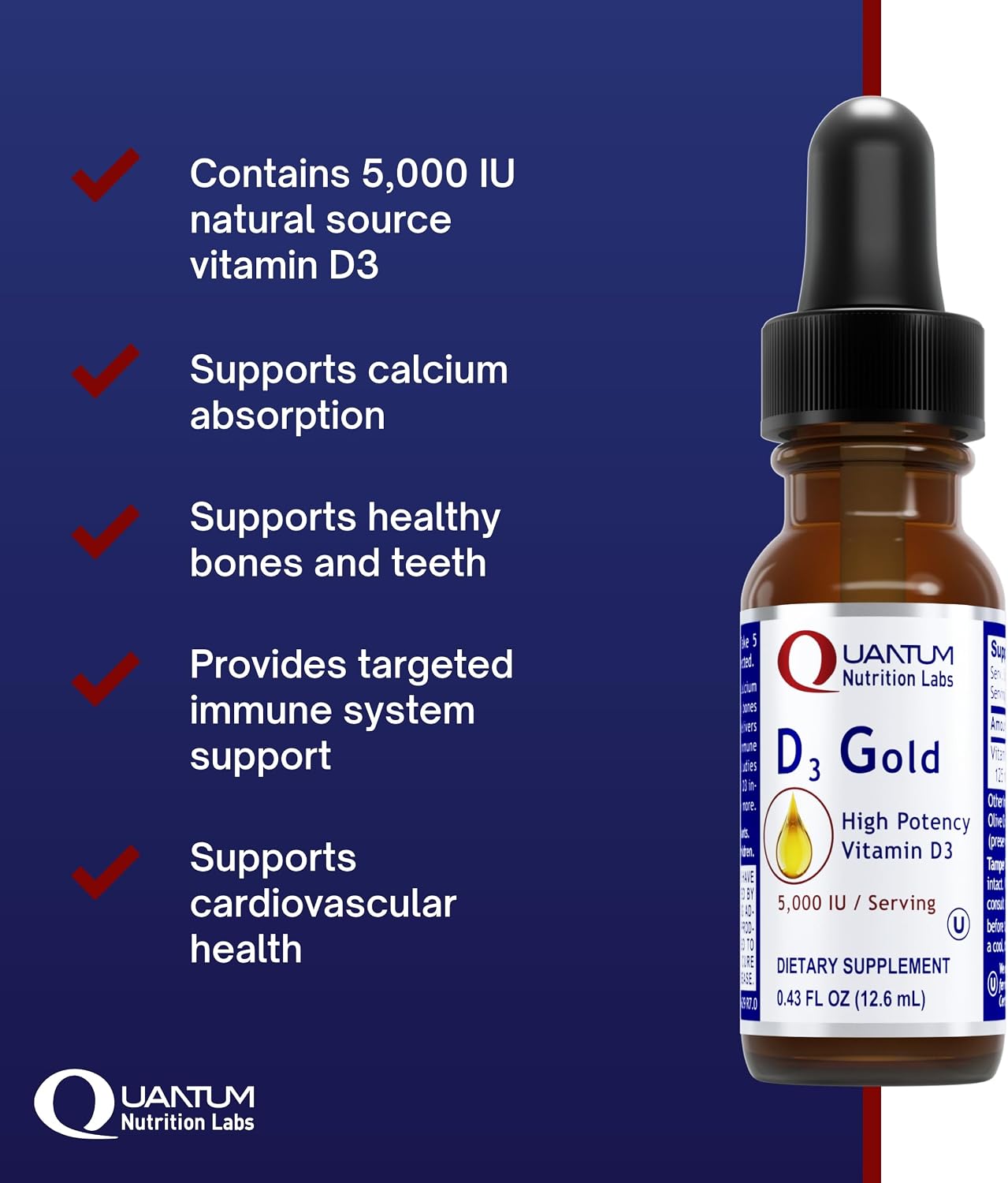 QNL D3 Gold - Vitamin D Liquid Drops - Bone & Immune Support - 12.7 ml - görsel 2