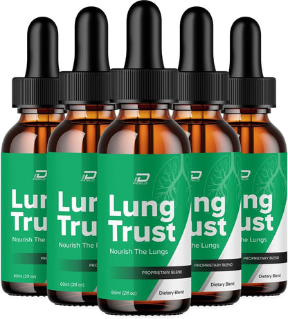 Lung Trust Liquid Supplement, Advanced Formula Drops – Maximum Strength (5 Pack – 5 Month Supply)