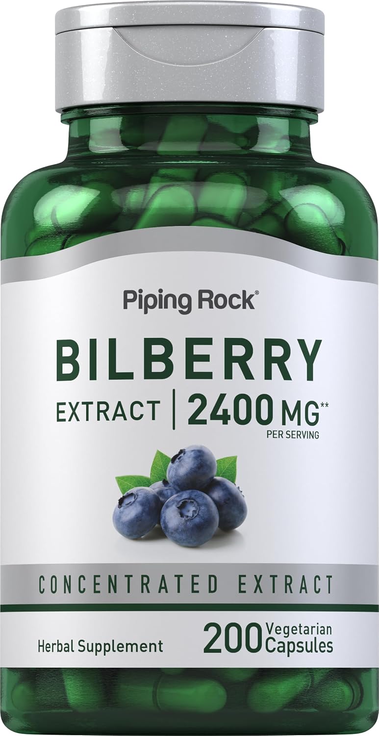 Piping Rock Bilberry Extract, 2400 mg per Serving, 200 Vegetarian Capsules - görsel 1