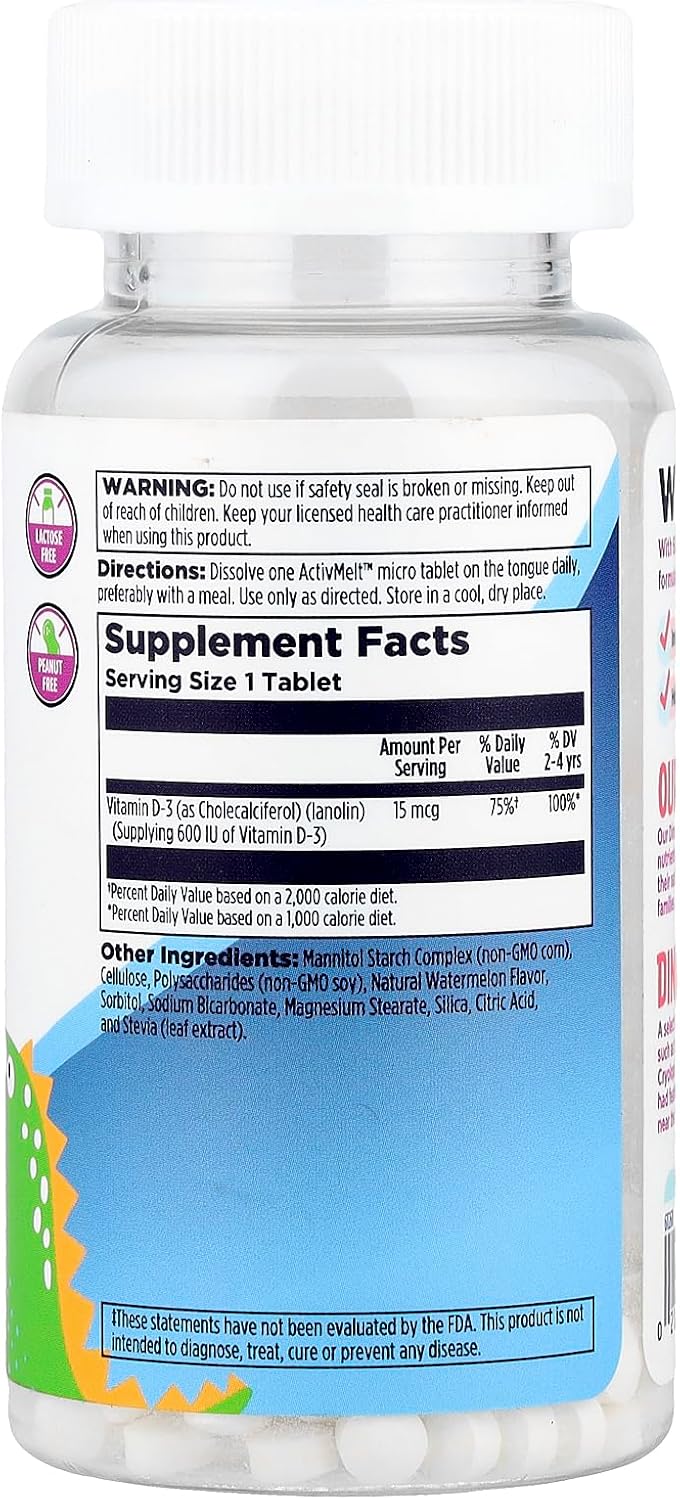 KAL D-REX Vitamin D3 600 IU Watermelon Fast-Melting Tablets, 120 Count - görsel 2