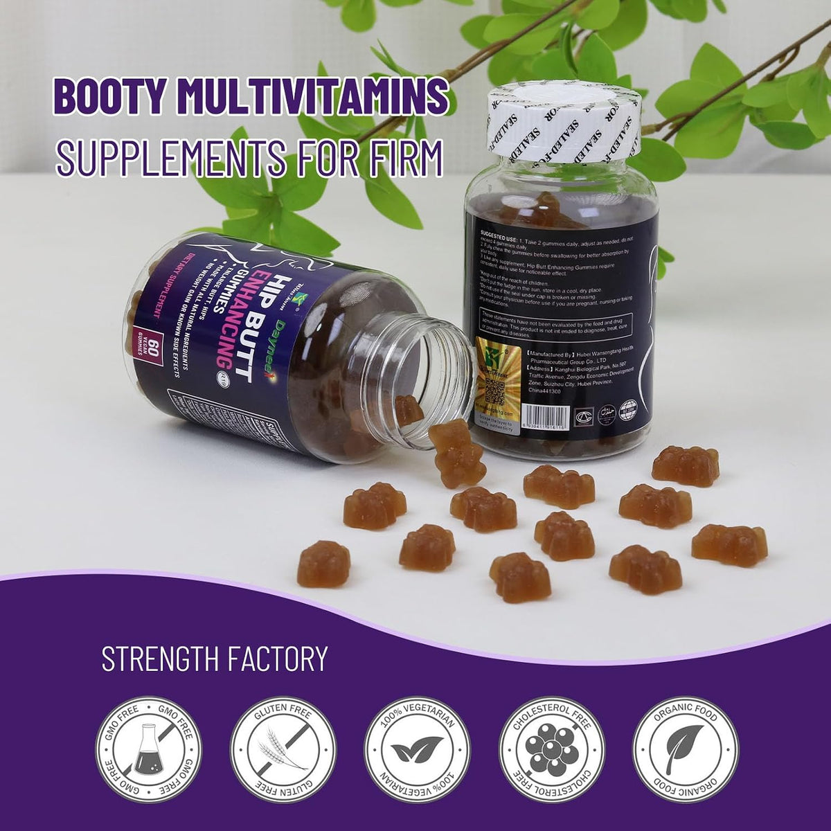 Hips & Butt Enhancement Gummies, Vegan, 60 Ct | Buttocks Multivitamins for Women - görsel 3