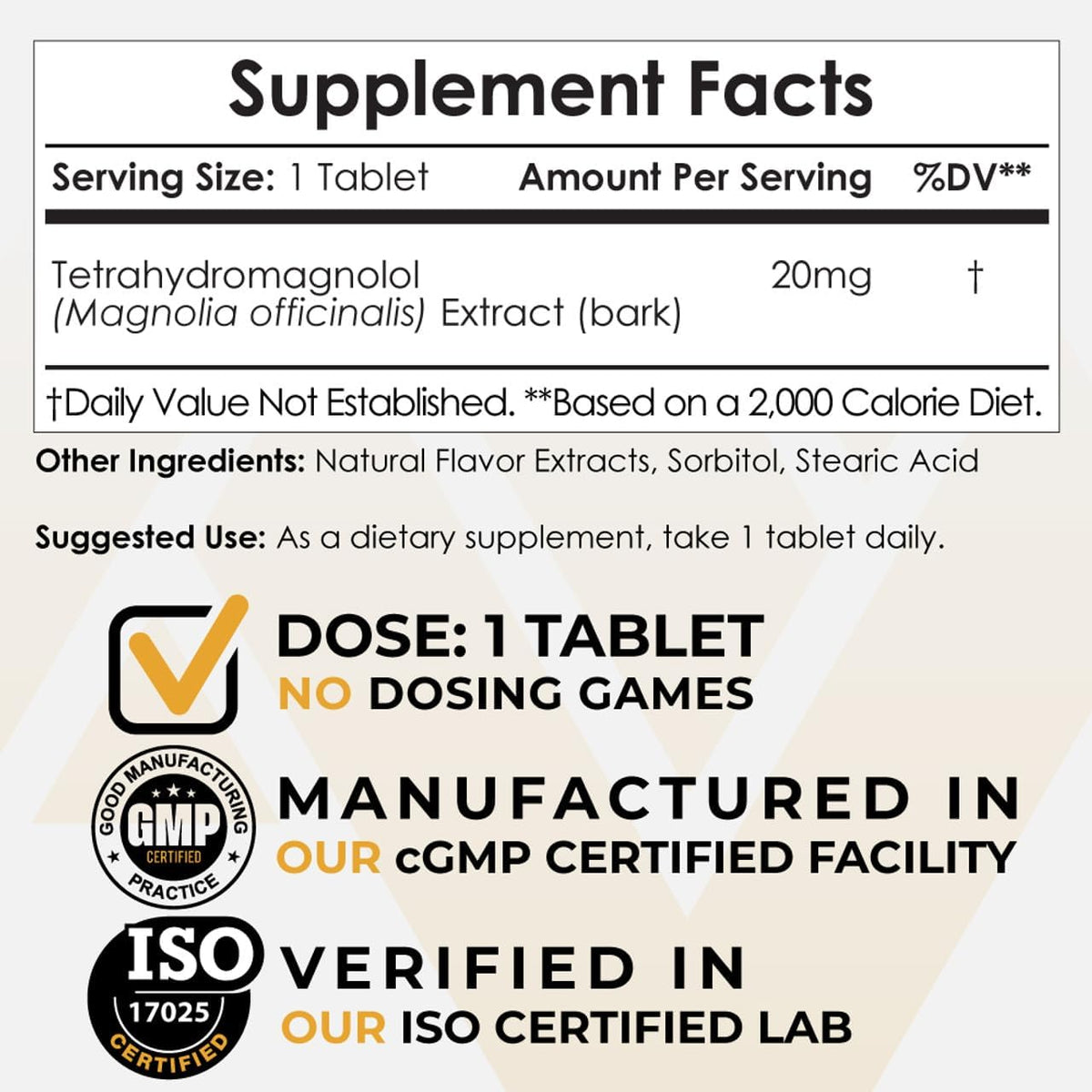 Nootropics Depot Tetrahydromagnolol Quick Dissolve Tablets, 20mg, 180 Count - görsel 1