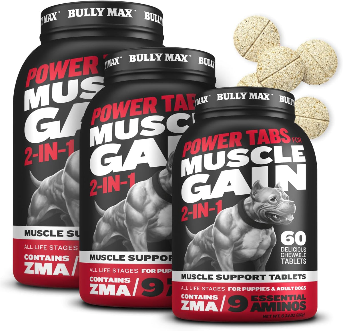 Bully Max 2-in-1 Muscle Builder Chewable Tablets for Dogs - Multivitamin with ZMA - görsel 9