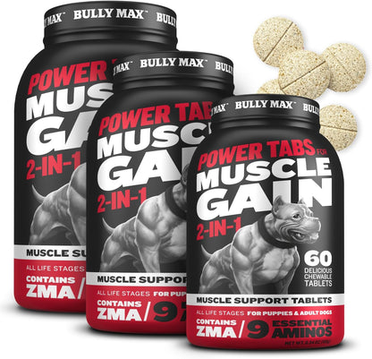 Bully Max 2-in-1 Muscle Builder Chewable Tablets for Dogs - Multivitamin with ZMA