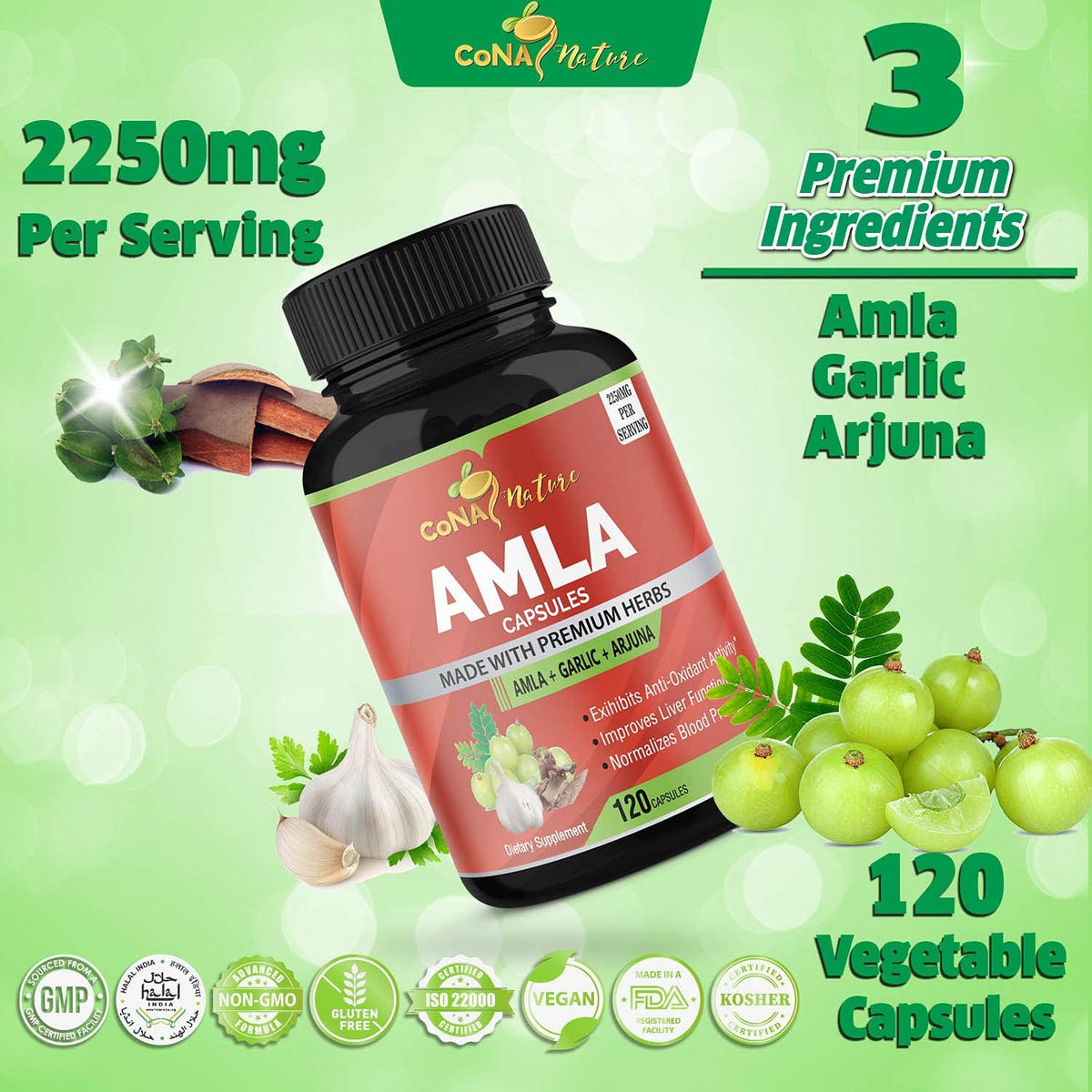 Cona Nature Organic Amla Capsules 1650mg – Organic Certification: Cona Nature uses organically grown amla fruit, – Image 6