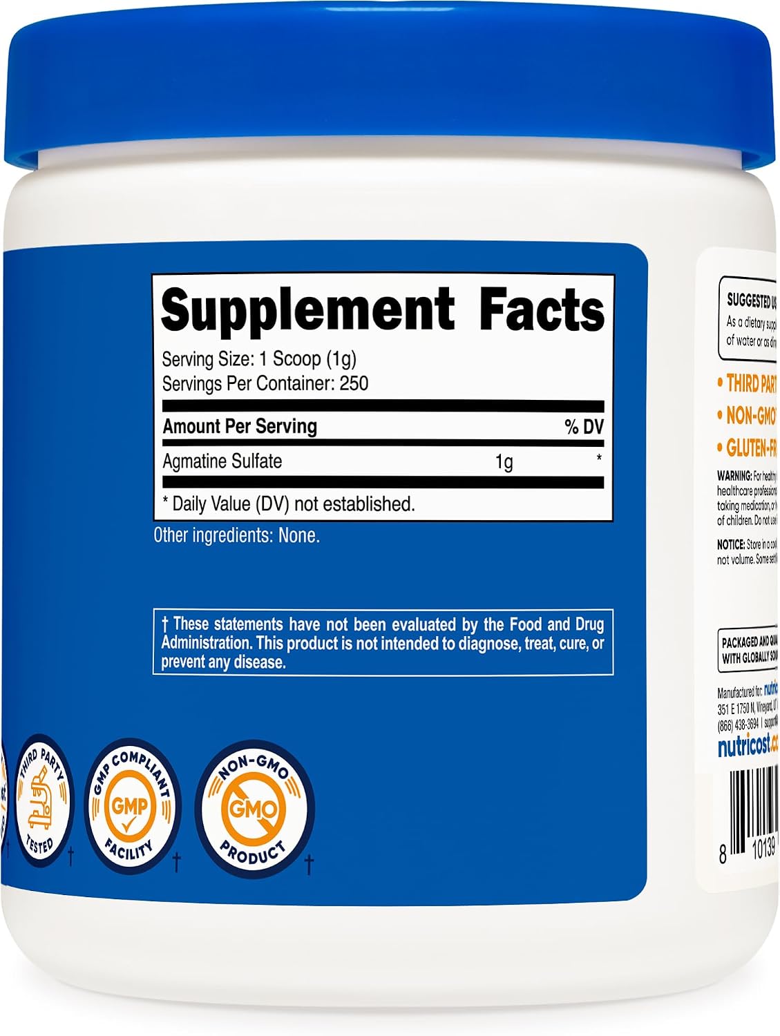 Nutricost Pure Agmatine Sulphate Powder - 250 Grammes - görsel 5