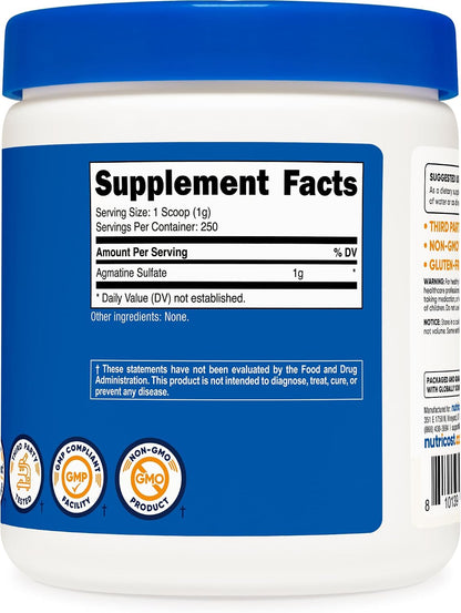 Nutricost Pure Agmatine Sulphate Powder - 250 Grammes