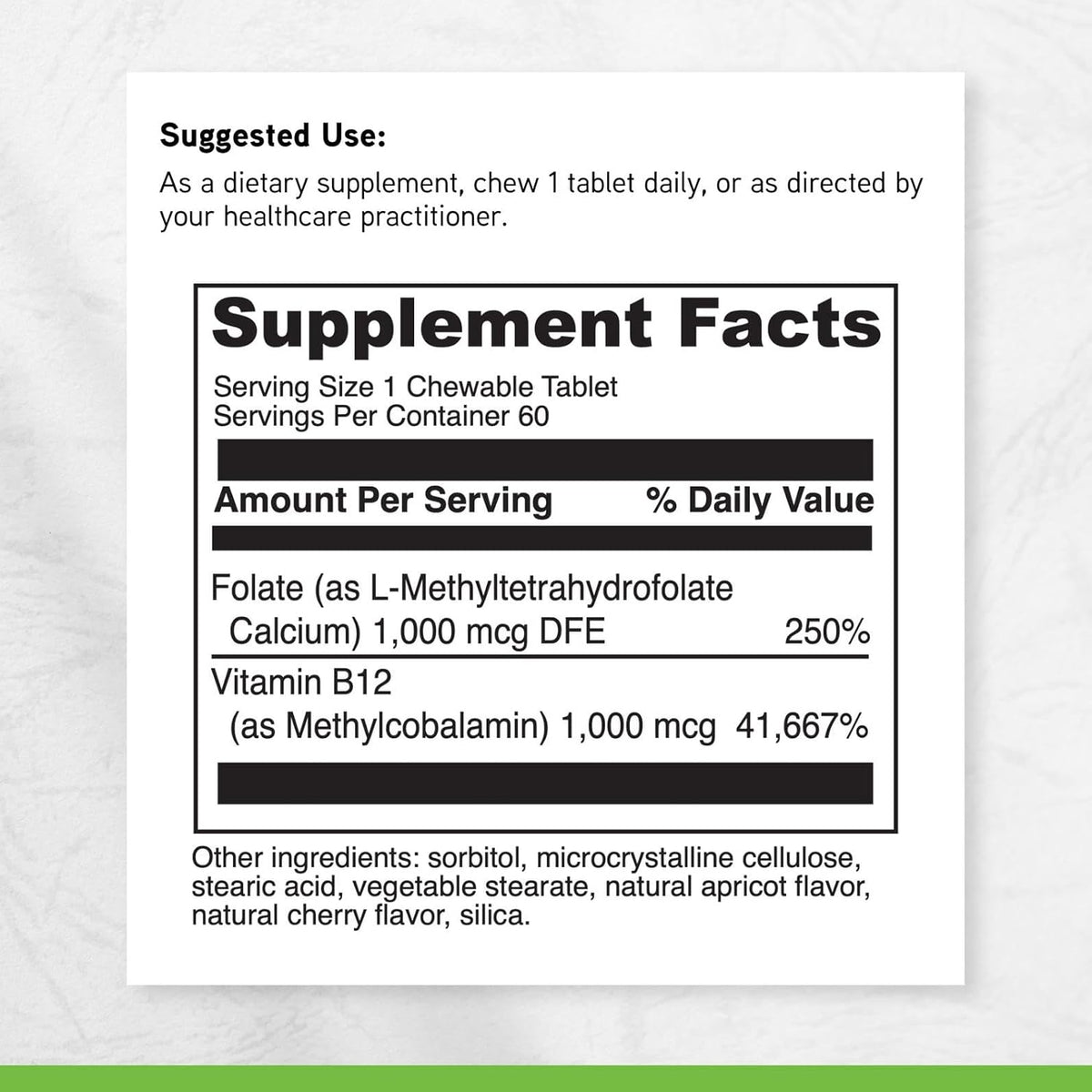 DAVINCI Labs Active Folate B12 Chewable - Food Supplement to Support Heart Health, Healthy Nerves, Immune Function and Energy Production - with Folate and Vitamin B12 - 60 Chewable Tablets - görsel 6