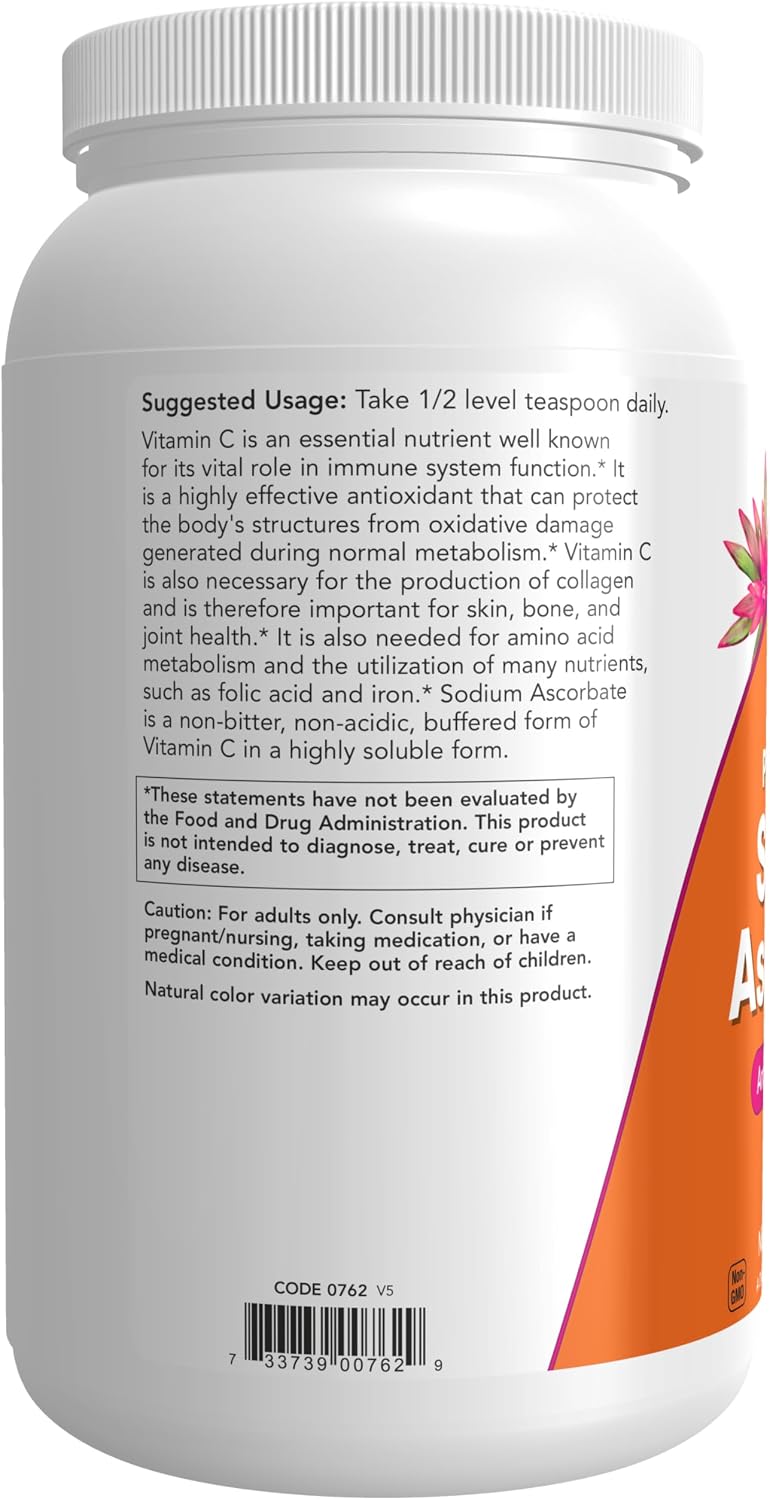 NOW Foods Sodium Ascorbate Powder, Buffered, Antioxidant Protection, 1.36 kg - görsel 3