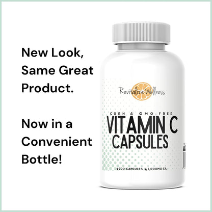 Revitalise Wellness Vitamin C 1000 mg Capsules – Pure, Non-GM, Maize Free – 200 Capsules