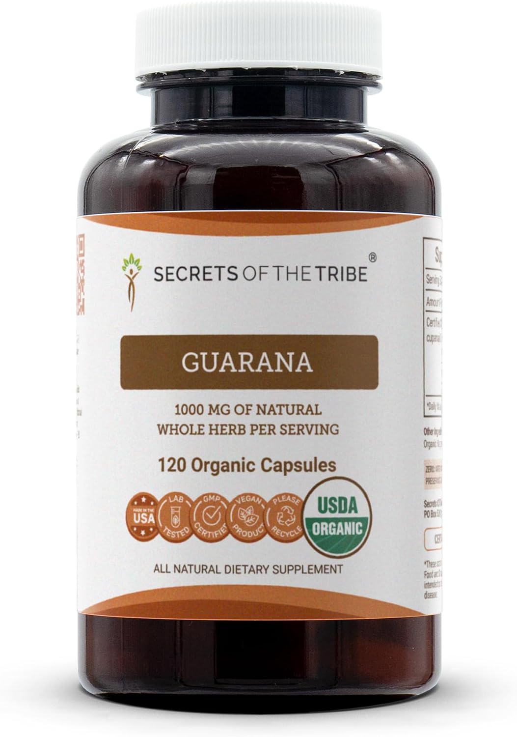 Secrets of the Tribe Guarana Organic Capsules - 120 Count - görsel 1