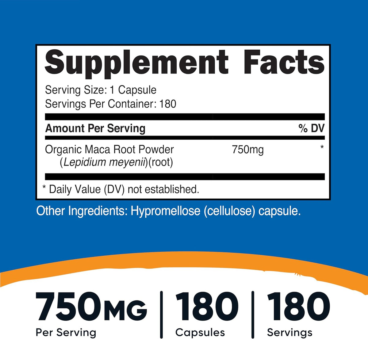 Nutricost Maca Root Capsules (Lepidium meyenii) 750mg, 180 Capsules - görsel 2