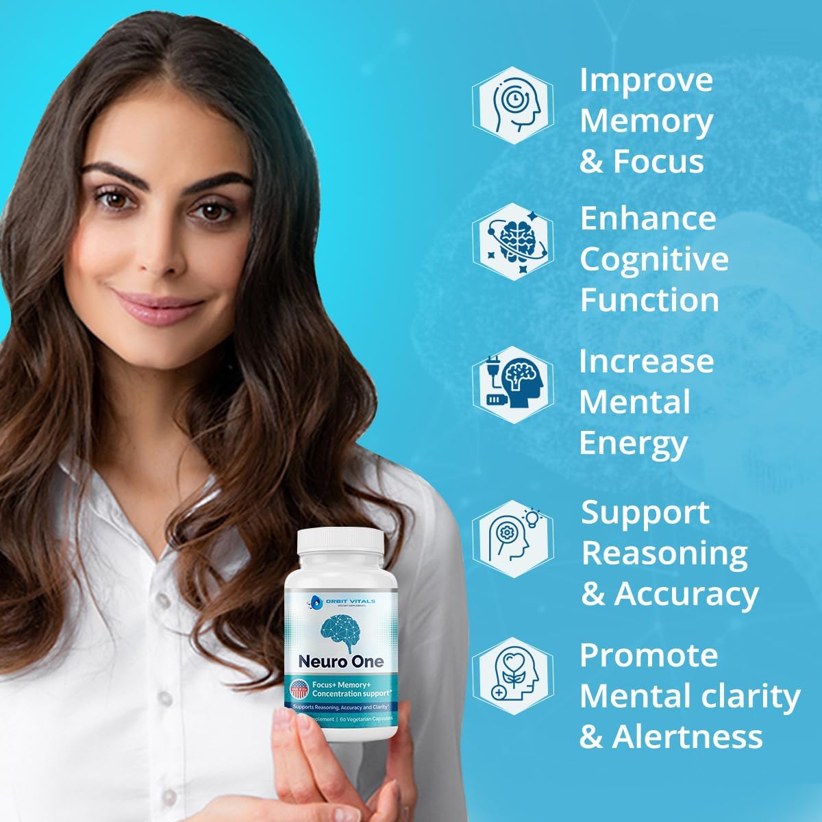 Neuro Brain Support Supplements for Memory - Cognitive Support Supplement - Boost Focus, Mood, Clarity, Concentration & Mental Speed - Brain Supplement for Adults - 60 Capsules - görsel 4