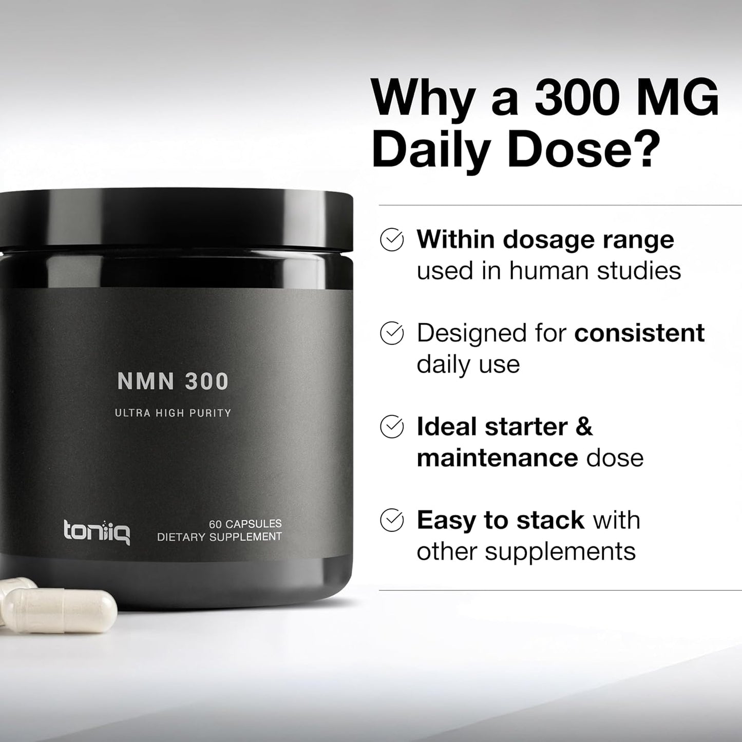 Toniiq Stabilised NMN Capsules - 300mg - 98% Highly Purified - for NAD+ - 60 Capsules - görsel 2