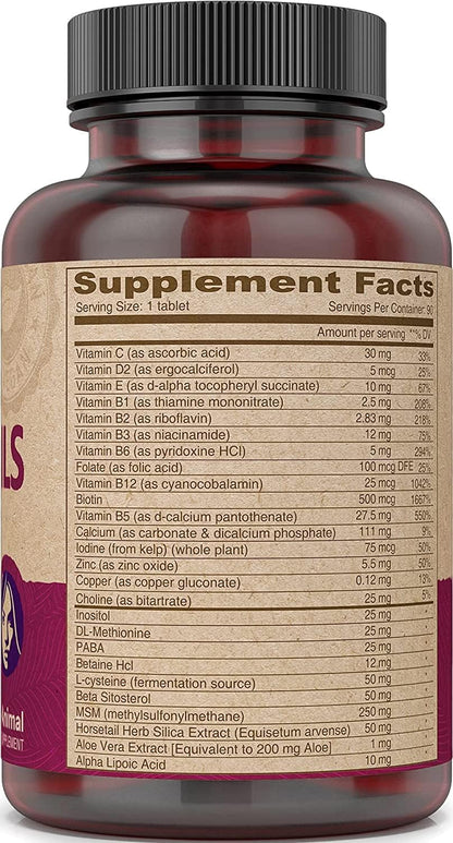 DEVA Vegan Vitamins Hair, Nails & Skin Supplement with 500 mcg Biotin, 90 Tablets (Pack of 2)