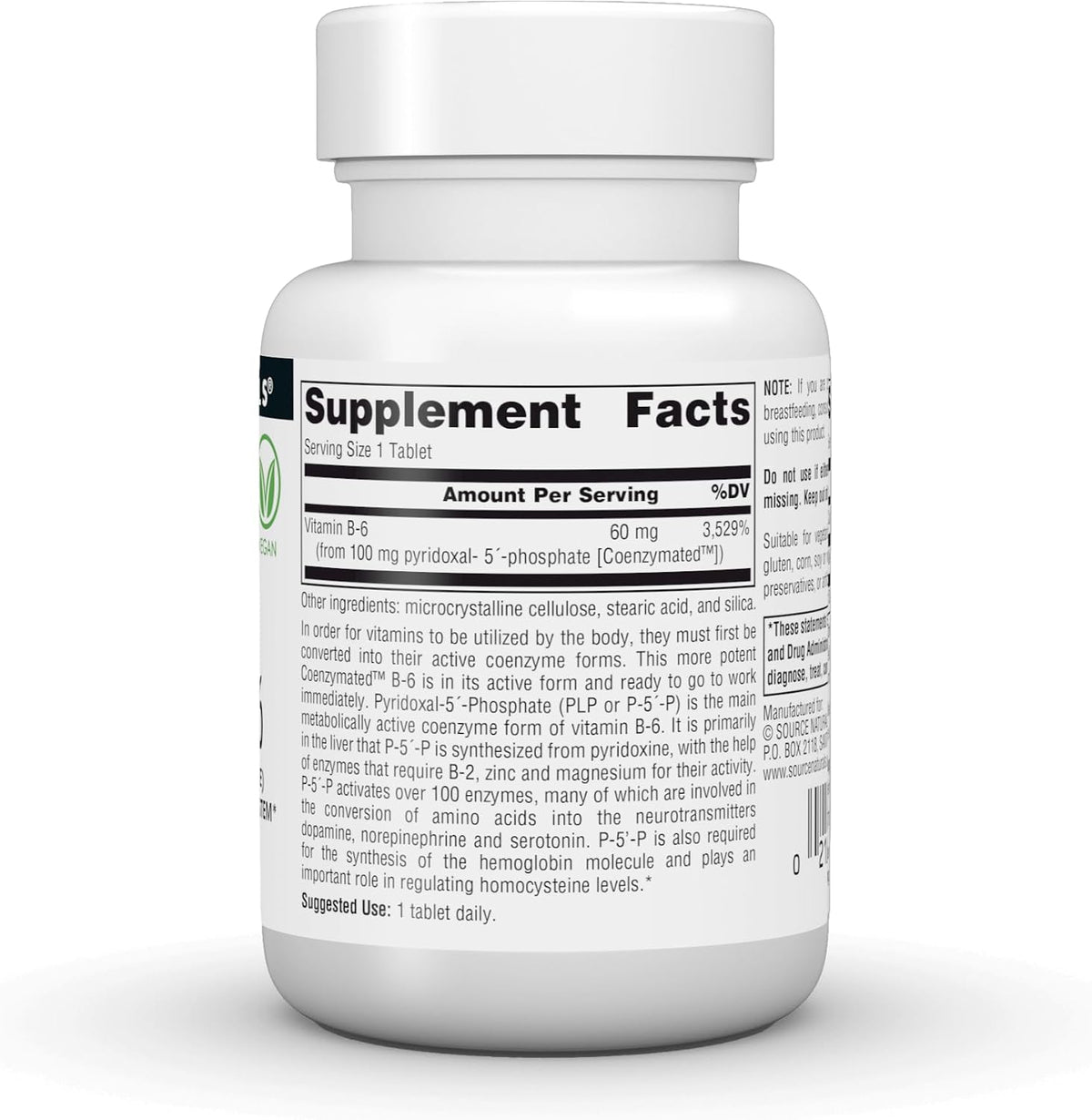 Source Naturals Coenzymated B-6 P-5'-P (Pyridoxal-5'-Phosphate) 100 mg - 30 Tablets - görsel 3