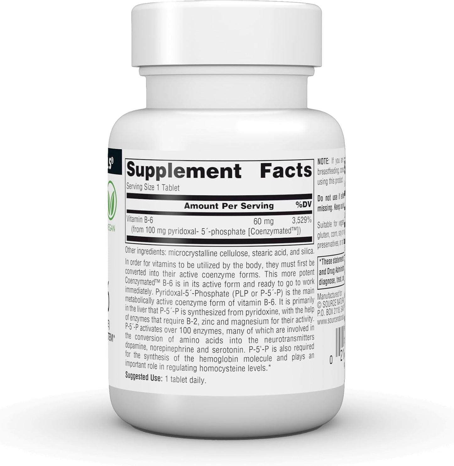 Source Naturals Coenzymated B-6 (P5P) 100 mg, 60 Tablets - görsel 3