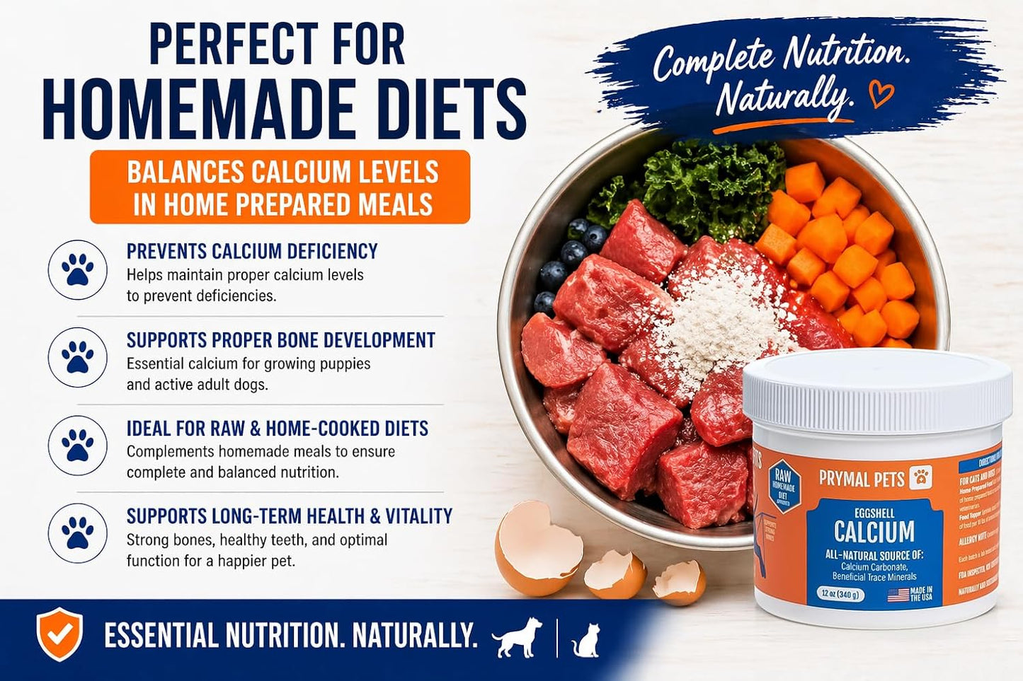 Prymal Pets Eggshell Calcium for Pets – Natural, Ultra-Pure Egg Shell Mineral Powder for Dogs and Cats – 340 g - görsel 5
