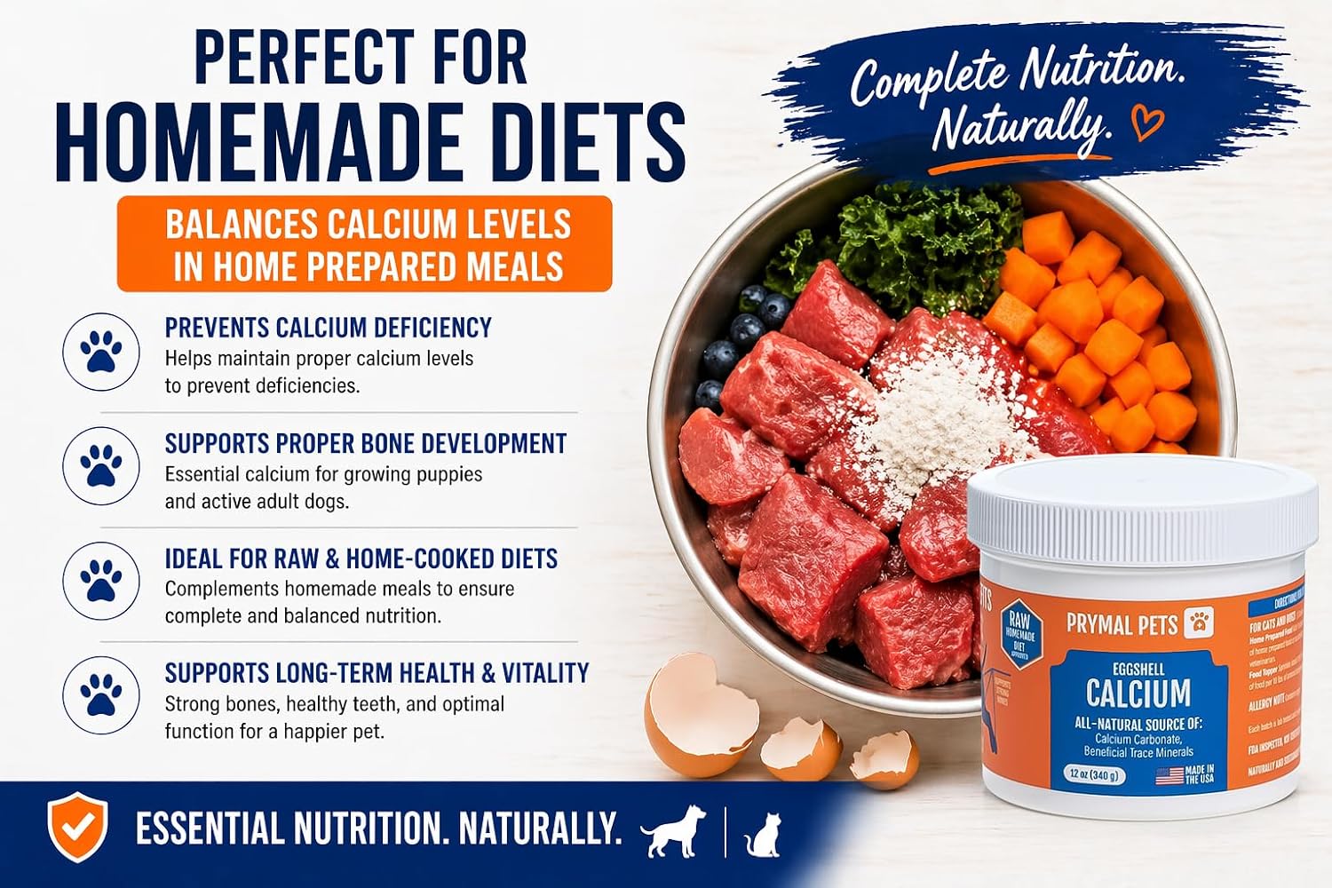 Prymal Pets Eggshell Calcium for Pets – Natural, Ultra-Pure Egg Shell Mineral Powder for Dogs and Cats – 340 g - görsel 5