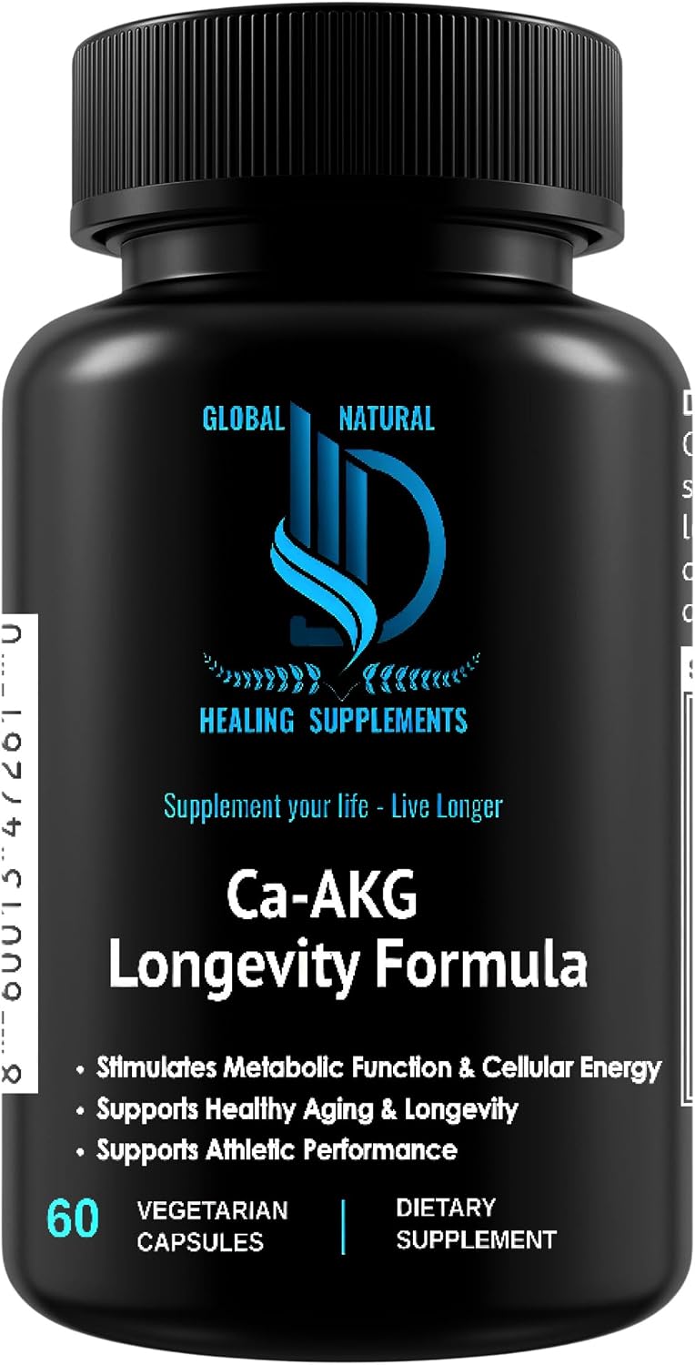 Global Natural Healing Supplements Ca-AKG Alpha Ketoglutarate, 1000 mg, 60 Vegan Capsules - görsel 1
