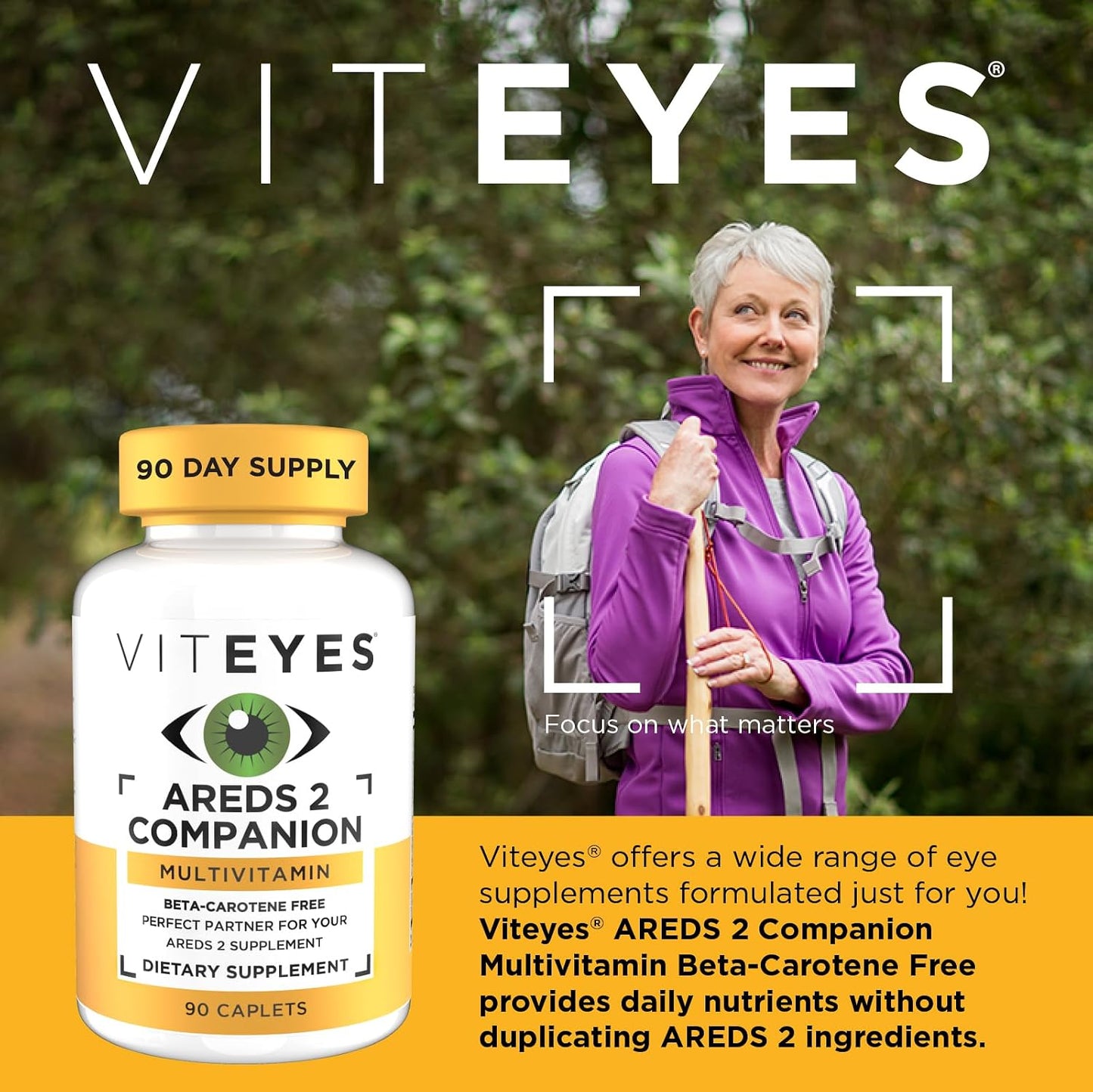 Viteyes Classic AREDS 2 Companion Beta-Carotene Free Multivitamin, 90 Caplets - görsel 2