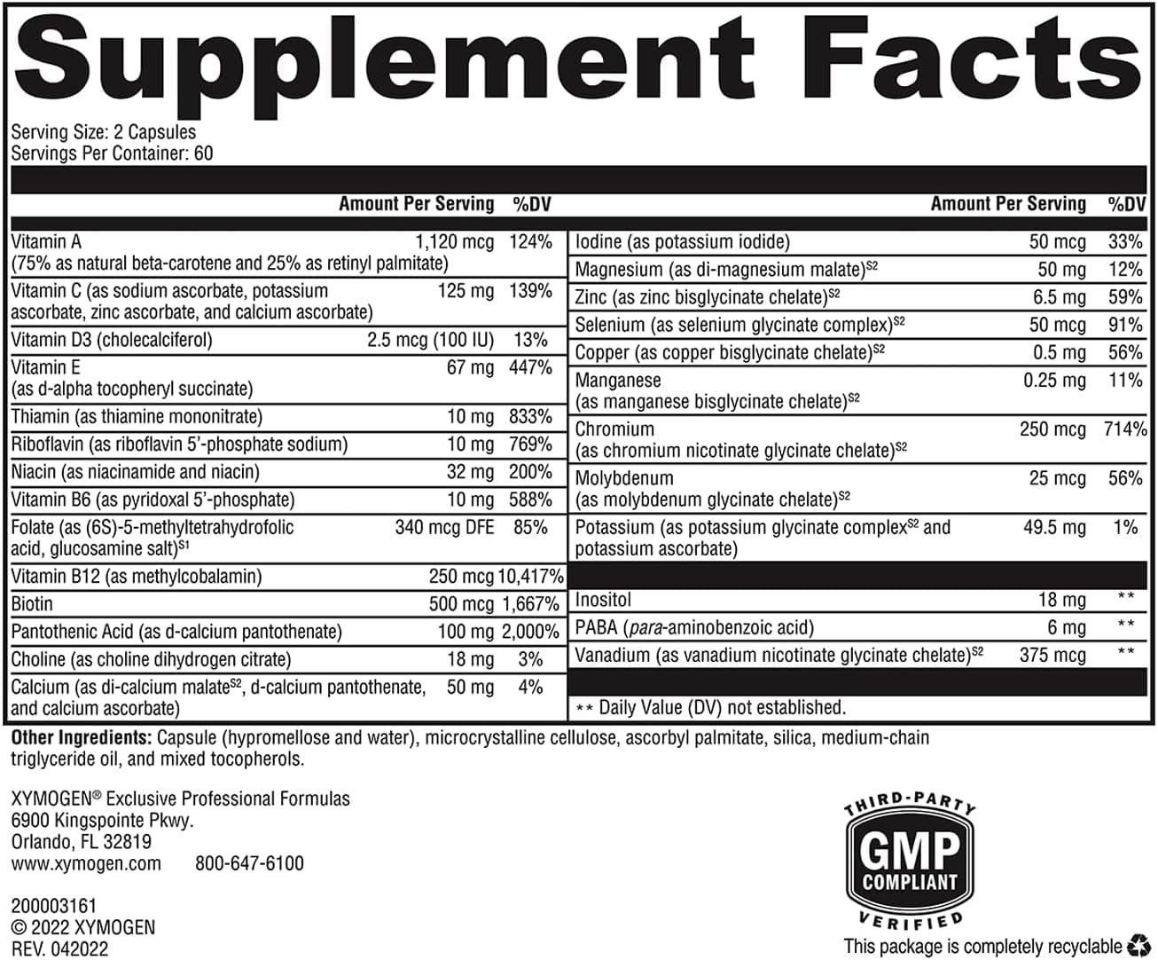 XYMOGEN ActivNutrients Without Iron - No Iron Multivitamin for Wellness Support, Energy Production and Immune Support - Gluten-free and Dairy-free - 120 Tablets - görsel 2