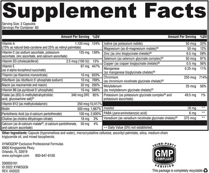 XYMOGEN ActivNutrients Without Iron - No Iron Multivitamin for Wellness Support, Energy Production and Immune Support - Gluten-free and Dairy-free - 120 Tablets