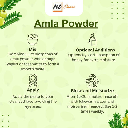 mGanna 100% Natural Amla / Indian Gooseberry / Emblica Officinalis Powder for Skin, Hair and Health Care 100g