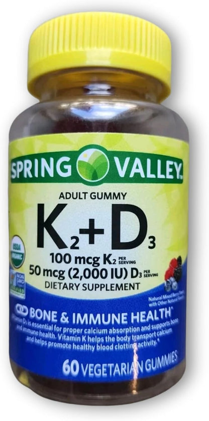 Fusion Shop Store Vitamin D3 and K2 Gummies for Adults – 60 Gummies