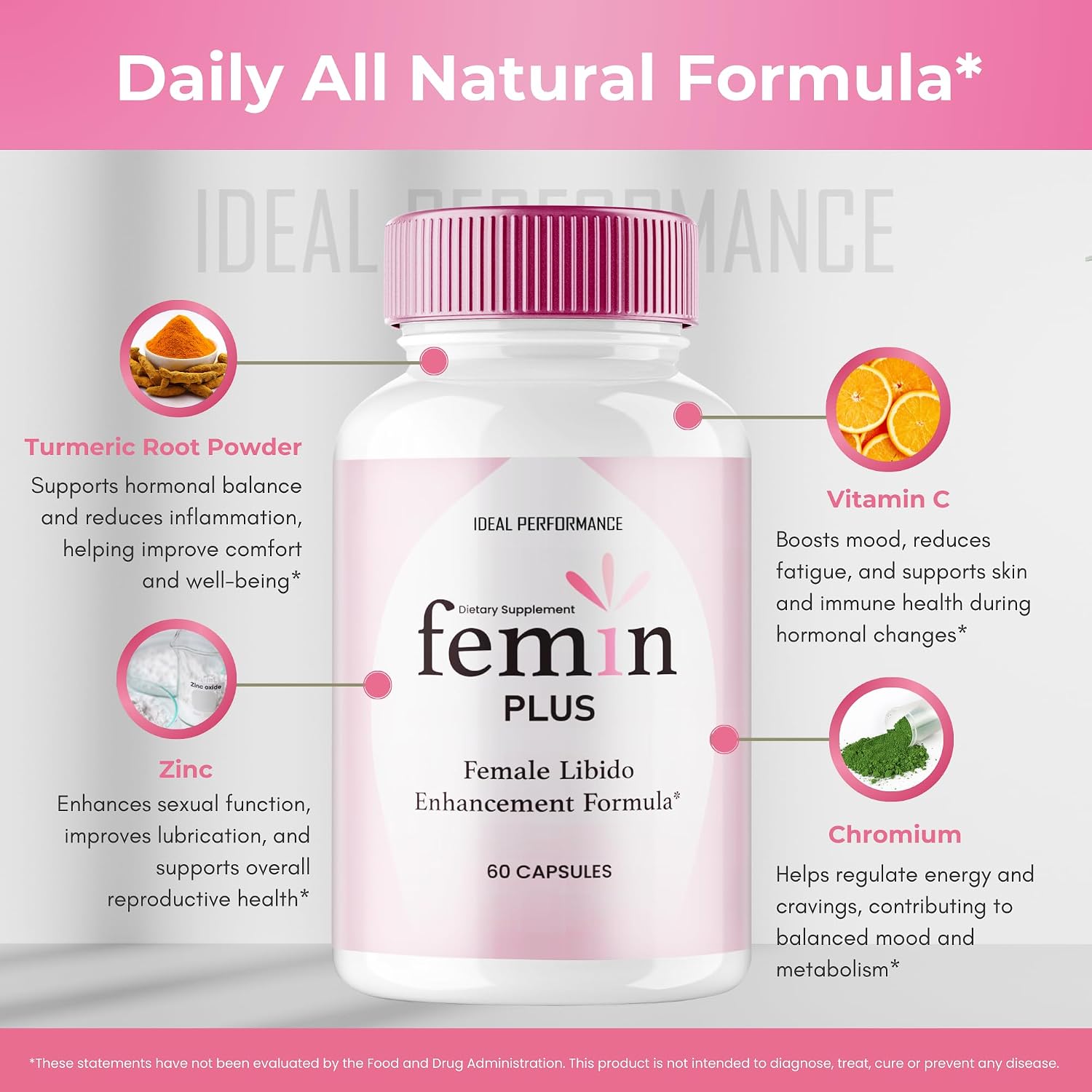 Femin Plus Capsules - Maximum Strength All-Natural Women's Food Supplement (5 Pack) - görsel 7