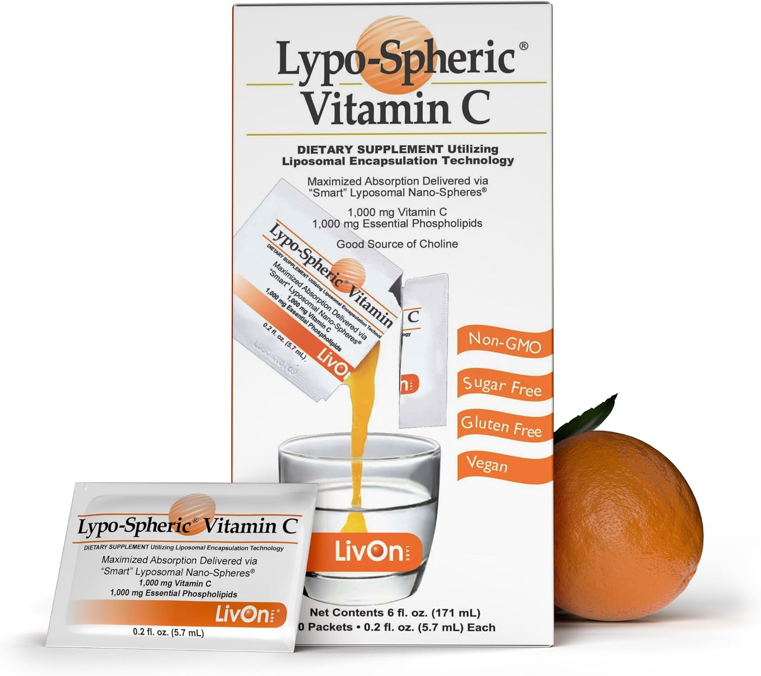 LivOn Laboratories Lypo-Spheric Vitamin C – 1000 mg Liposomal Vitamin C with Essential Phospholipids, 30 Sachets - görsel 8
