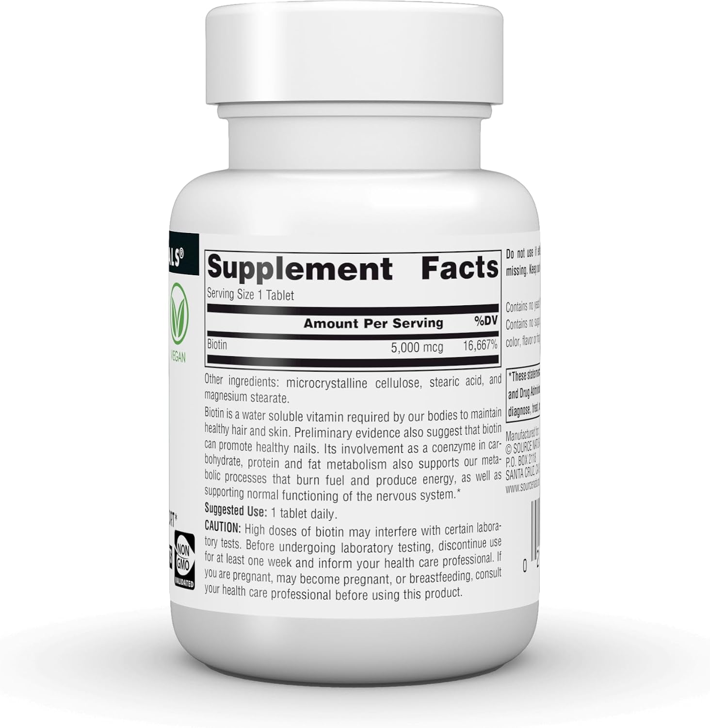 Source Naturals Biotin, Hair, Skin and Nail Support - 5,000mcg - 120 Tablets - görsel 3