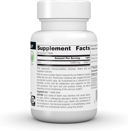 Source Naturals Biotin, Hair, Skin and Nail Support - 5,000mcg - 120 Tablets