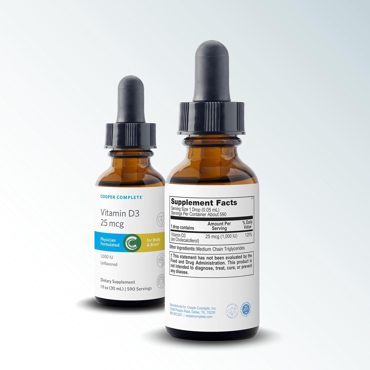Cooper Complete Liquid Vitamin D3, 1000 IU, Cholecalciferol, 590 Drops - görsel 2
