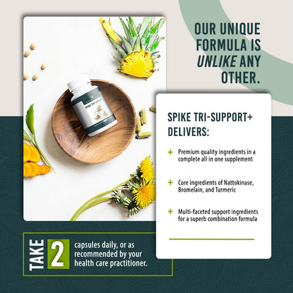 Spike Tri-Support+ with Nattokinase, Bromelain, and Turmeric