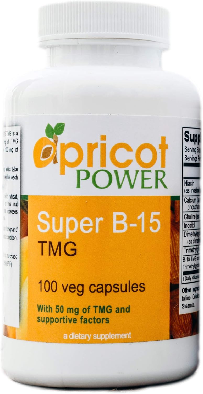 Apricot Power Super B-15 Non-Toxic Pangamic Acid - Supports Oxygen Levels & Energy - 100 Vegan Capsules - görsel 1