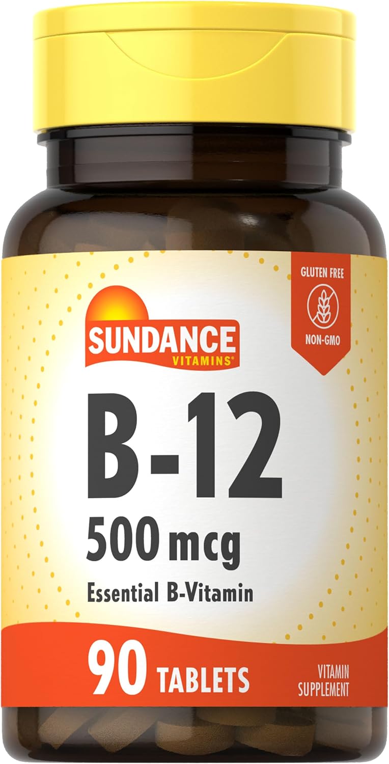 Sundance Vitamin B-12 | 500mcg | 90 Vegetarian Tablets | Essential Vitamin Supplement | Non-GM and Gluten-free Formula - görsel 1