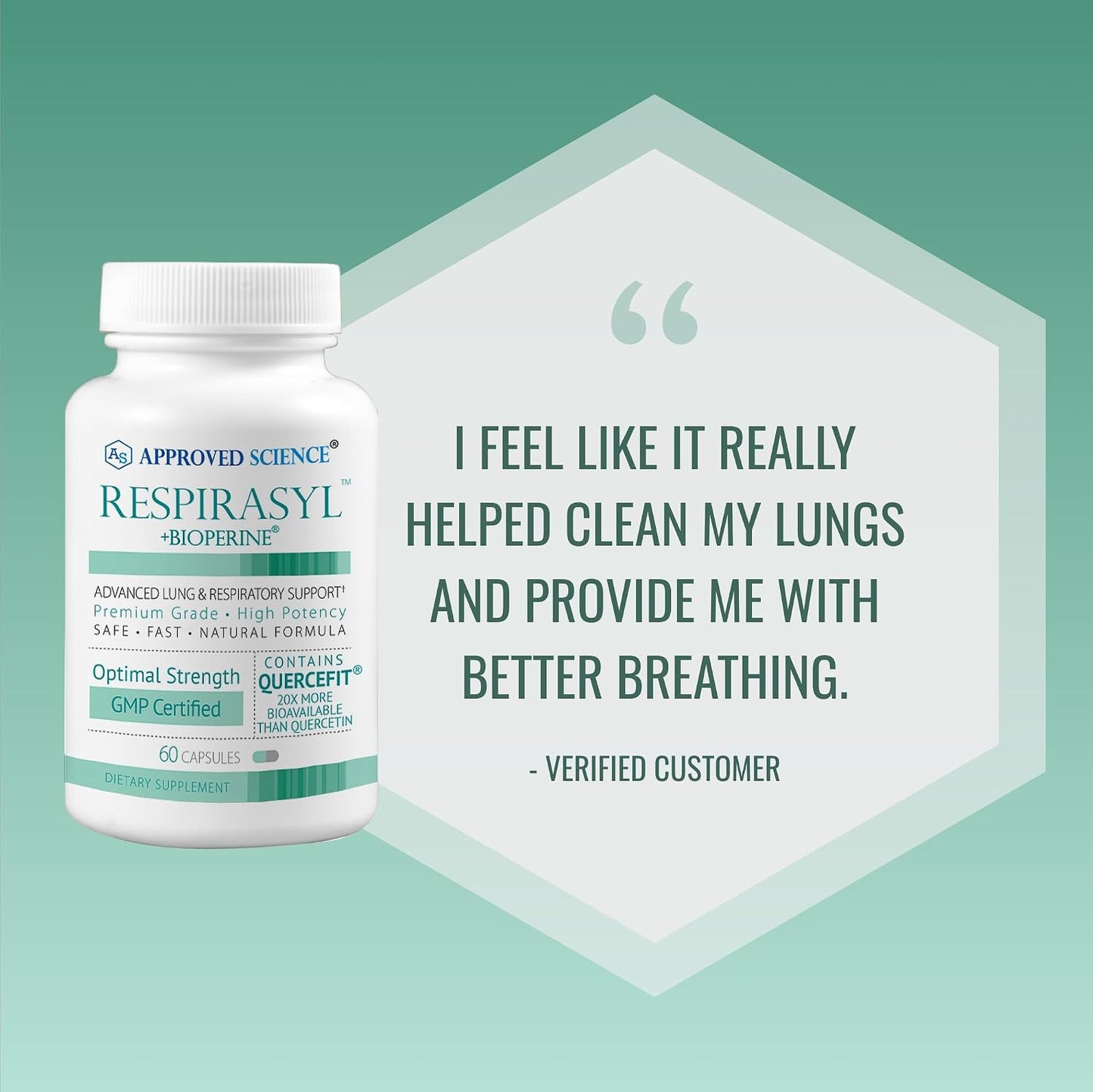 Approved Science® Respirasyl – Lung and Respiratory Support with Quercefit®, Vitamins A, C, D, BioPerine® – 6 Month Supply - görsel 6