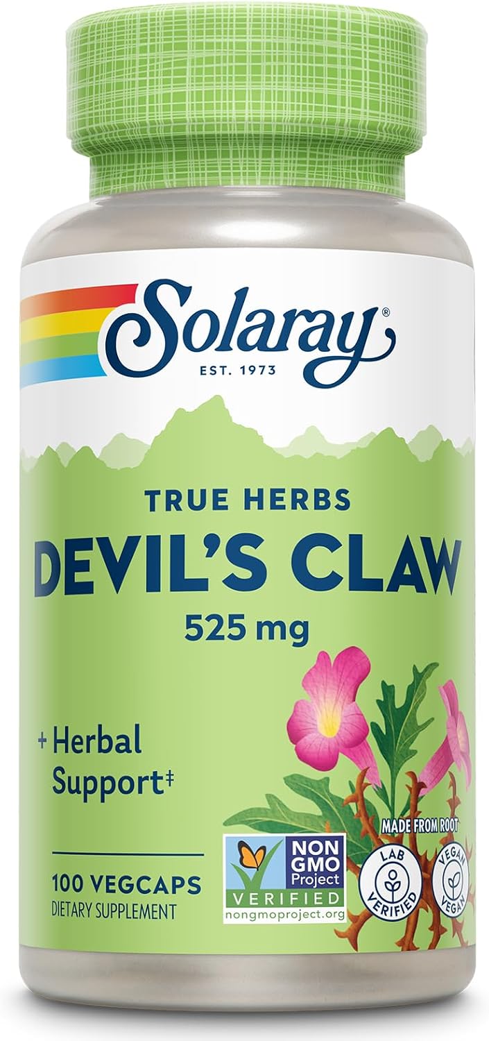 Solaray Devil's Claw Root 525 mg - Herbal Supplement for Joint & Cartilage Support - Non-GMO, Lab Tested - 100 Vegan Capsules - görsel 1