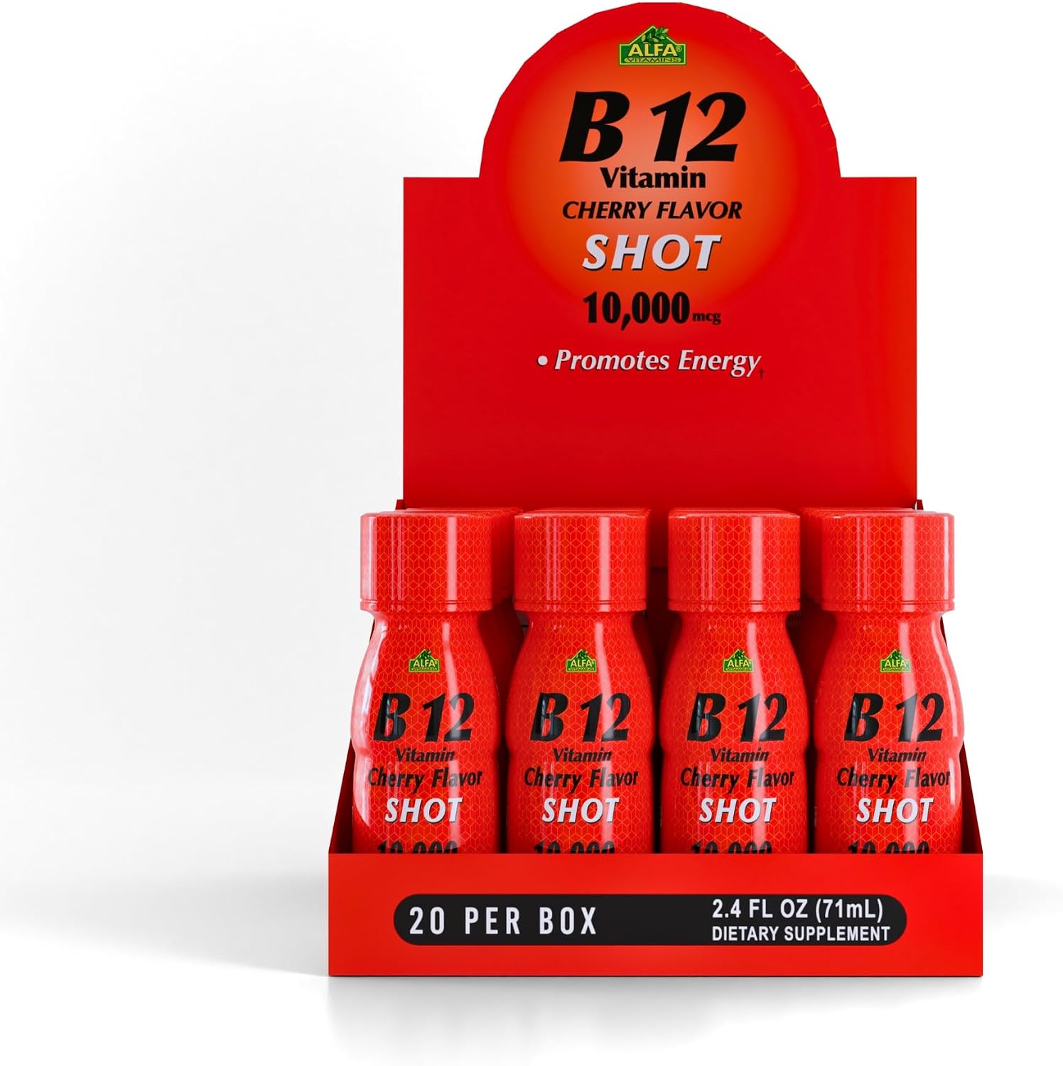 ALFA VITAMINS Vitamin B12 Energy Shot - 5,000 mcg Methylcobalamin, Sugar-Free, Caffeine-Free - 20 Pack - görsel 2