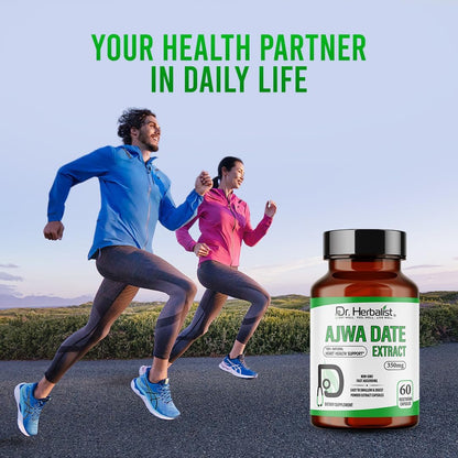 Dr. HERBALIST Ajwa Date Extract 350mg – Energy Support – 60 Vegetarian Capsules