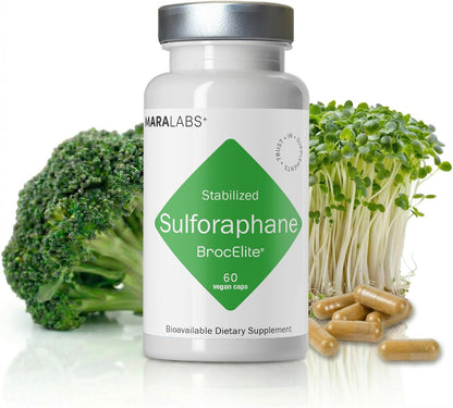 BrocElite Mara Labs Plus - Stabilised Broccoli Sulforaphane Supplement, Glyphosate Residue Free, 60 Vegan Capsules