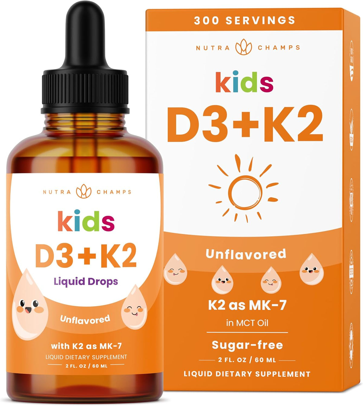 NutraChamps Vitamin D3 K2 Drops - Liquid D3 5000 IU with K2 MK-7, Unflavoured - görsel 9
