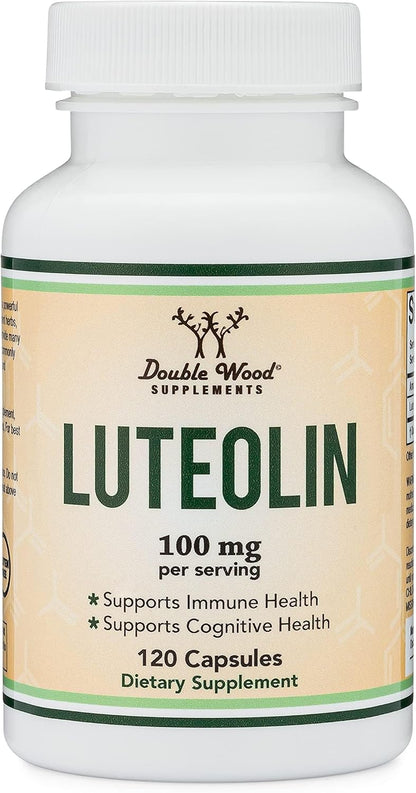 Double Wood Luteolin Supplement – 100mg per Serving, 120 Capsules, Gluten-free