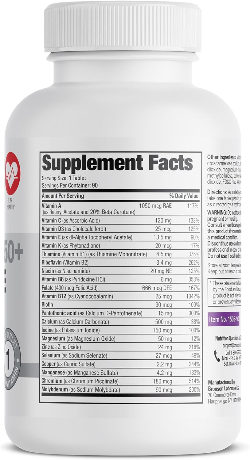 Bronson ONE Daily Women's 50+ Complete Multivitamin Multimineral, 90 Tablets - görsel 2