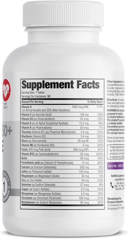 Bronson ONE Daily Women's 50+ Complete Multivitamin Multimineral, 90 Tablets