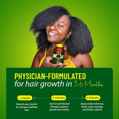Rooted Strength Hair Growth Vitamins – Biotin with DHT Blocker and Collagen, 60 Capsules