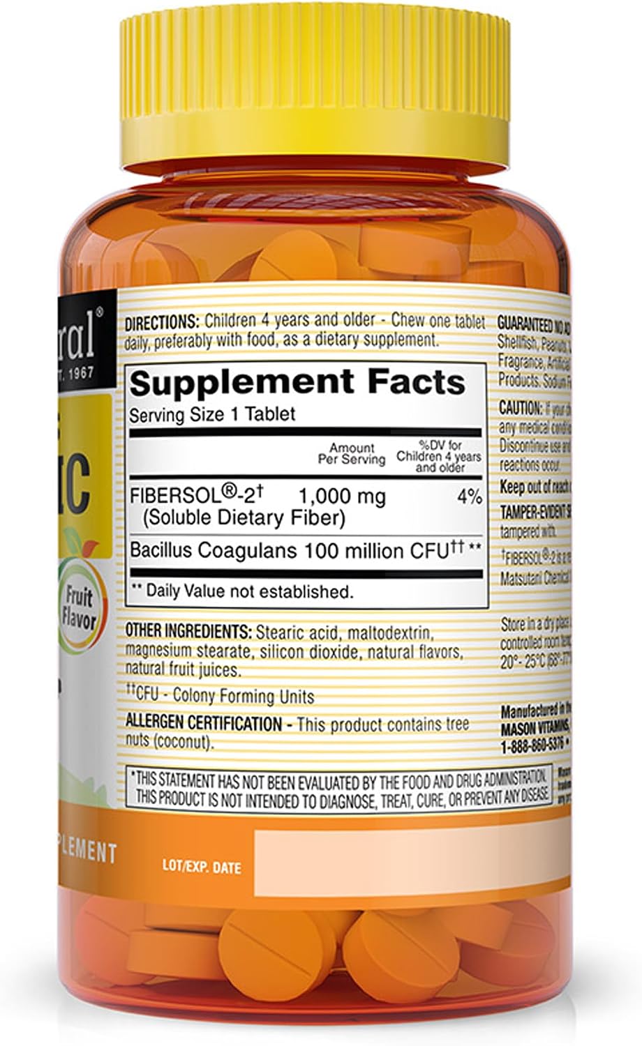 MASON NATURAL Healthy Kids Probiotic with Fibre - 60 Chewables - görsel 2